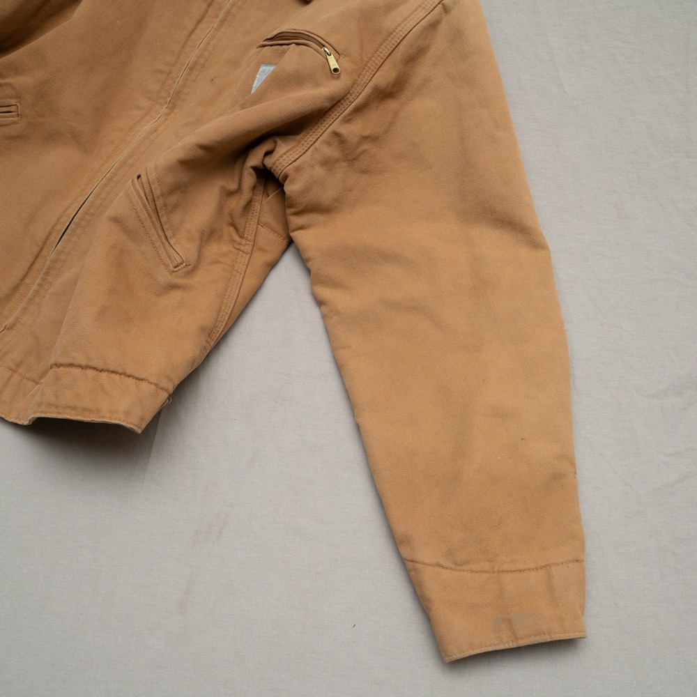 Vtg Carhartt Brown Detroit Blanket Lined Jacket J97 Size Small Corduroy Collar - Picture 15 of 16